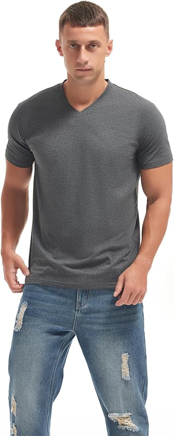 VEIISAR Premium V Neck T Shirts for Men - Modern Fitted Tees Vneck Undershirts-StrideForce Fitness