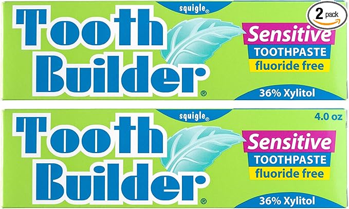 Squigle Tooth Builder SLS Free Toothpaste (Stops Tooth Sensitivity) Prevents Canker Sores, Cavities, Perioral Dermatitis, Bad Breath, Chapped Lips, 4 oz (8 Ounce (Pack of 2), Unflavored)
