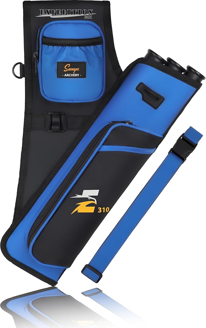 SUNYA Archery Hip Quiver for Arrows. Includes 3 Tubes Arrow Holder, Accessories Pockets and Waist Belt. Fit for Compound and Recurve Bow Practice.-StrideForce Fitness