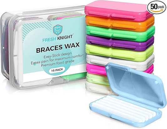Fresh Knight Braces Wax. Dental Wax for Braces & Aligners - Premium Orthodontic Strips Food Grade (Multicolor)