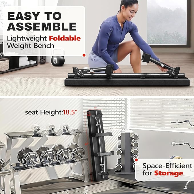 Flat Weight Bench - Heavy Duty Foldable Workout Bench for Home Gym, 1300lb Capacity Adjustable Strength Training Bench Press for Ab and Full Body Exercises, Sturdy and Easy to Fold
