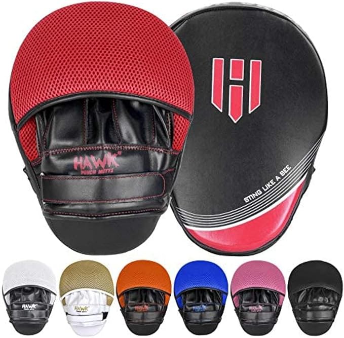 Hawk Sports Punching Mitts for Men, Women, & Kids, Leather Focus Mitts for Martial Arts & Boxing Training, Curved Punch Mitts for Karate, Kickboxing, Krav MAGA, Muay Thai & Taekwondo-StrideForce Fitness
