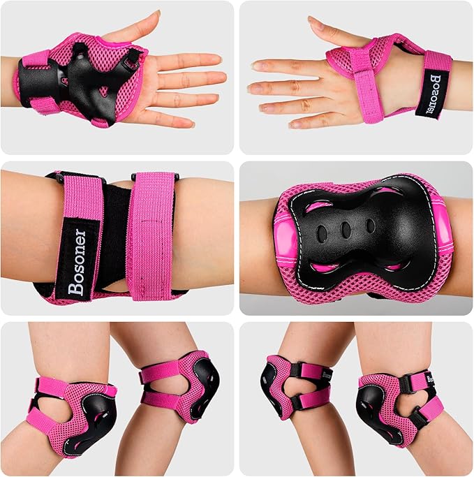 BOSONER Kids/Youth Knee Pad Elbow Pads Guards Protective Gear Set for Roller Skates Cycling BMX Bike Skateboard Inline Skatings Scooter Riding Sports-StrideForce Fitness