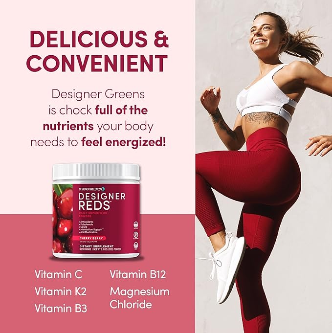 Designer Wellness, Designer Greens Superfood Powder with Prebiotics, Probiotics, Antioxidants, and Detox Support, 30 Servings-StrideForce Fitness