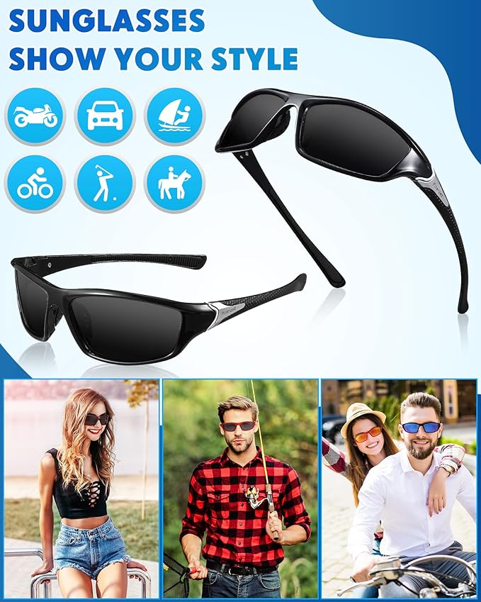 Frienda 6 Pack Polarized Sport Sunglasses for Men Multipack Fit over Glasses Pack Lot Set Men's Sport Fishing Eyeglasses-StrideForce Fitness