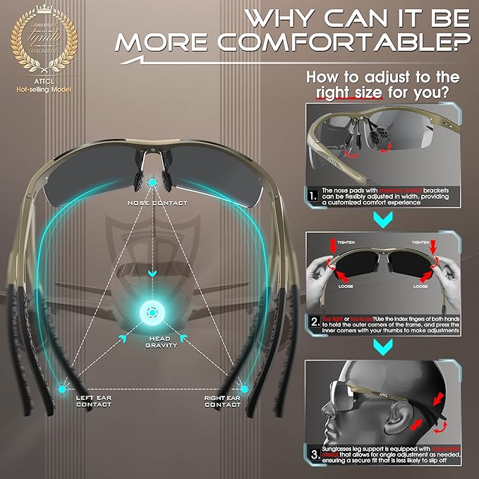 ATTCL Men's Sports Polarized Sunglasses Men for Driving running Fishing Golf - UV Protection Sun glasses Metal Frame-StrideForce Fitness