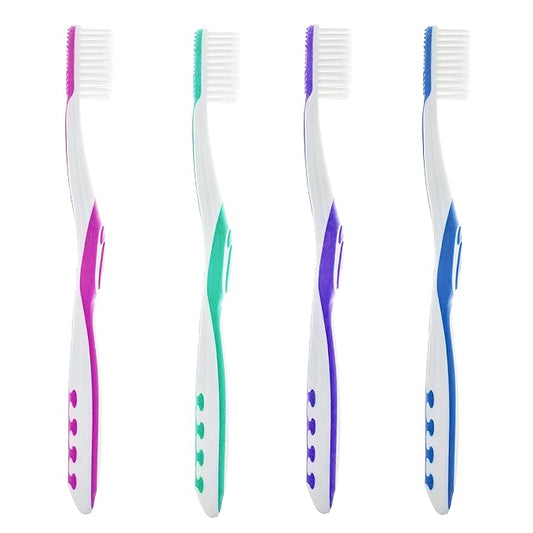 Super Soft, Tapered Bristle Toothbrush with Tongue Cleaner Assorted Colors - (4 Count)