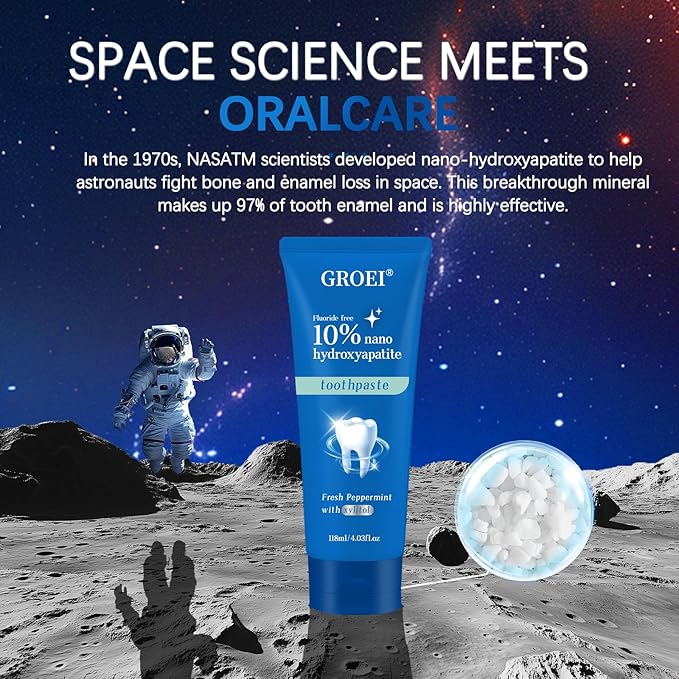 10% Hydroxyapatite Toothpaste for Sensitive Teeth｜Nano-Hydroxyapatite Toothpastes for Restore, Strengthen Teeth, Fluoride-Free, 4 oz (1)