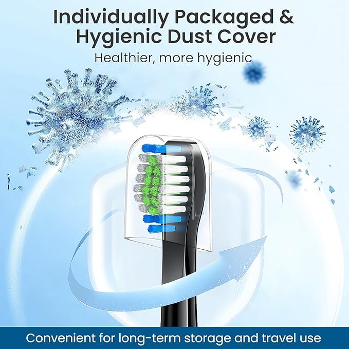 Replacement Toothbrush Heads 10 Pack Compatible with Bitvae Daily D2 Rechargeable Toothbrush, for D2 Toothbrush Heads Refills, Black