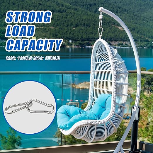 Large Carabiner Clip Hooks, 1pc 7 inch Carabiner Heavy Duty, 304 Stainless Steel Spring Snap Hook Fits Camping Hanging Hiking Weight Lifting, Metal Clips for Rope or Chain-StrideForce Fitness