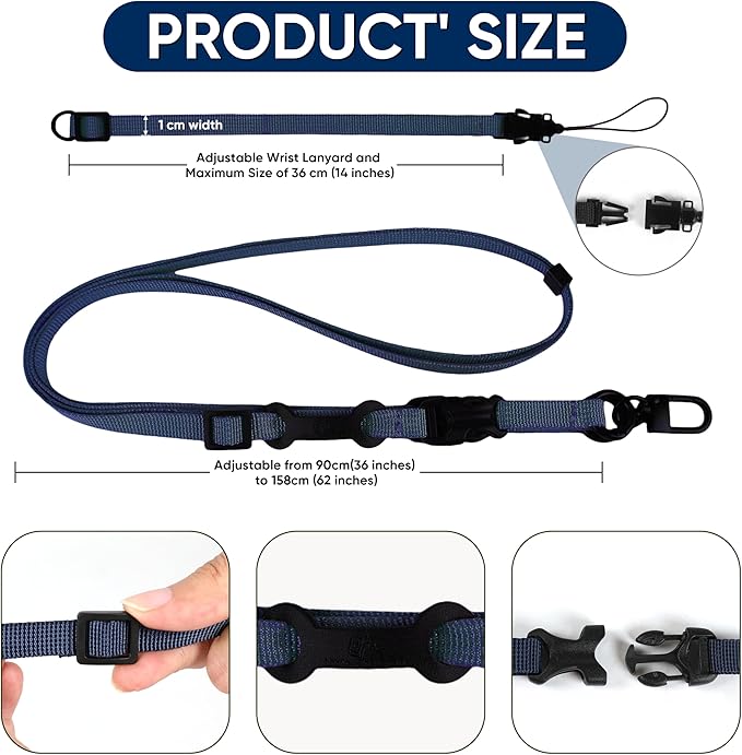 Cell Phone Strap Adjustable Wrist Strap Crossbody Cellphone Holder Extra Long Phone Lanyard Wrist Lanyard (Navy)-StrideForce Fitness