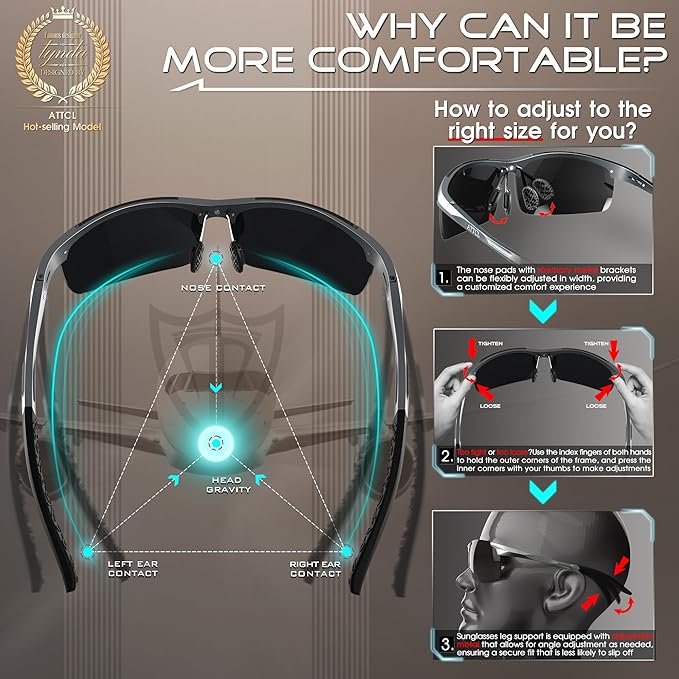 ATTCL Men's Sports Polarized Sunglasses Men for Driving running Fishing Golf - UV Protection Sun glasses Metal Frame-StrideForce Fitness