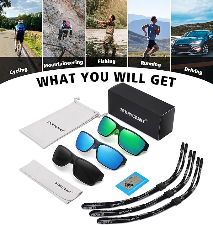 STORYCOAST Polarized Sports Sunglasses for Men Women Unbreakable Frame Cycling Fishing Driving-StrideForce Fitness