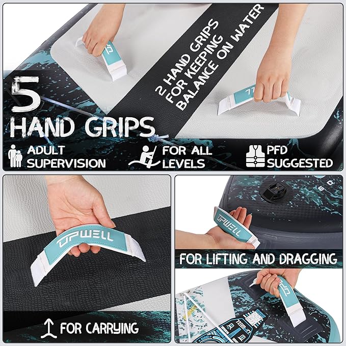 UPWELL 10'6"/11'/11'6" Inflatable Paddle Board, Stand Up Paddlboard for Youth & Adults, Stable Design, Premium SUP Accessories, Backpack, Leash, Hand Pump, Fins-StrideForce Fitness