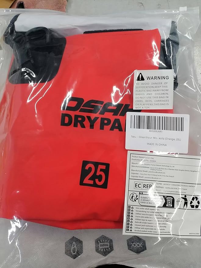 Waterproof Duffel& Luggage Bag - Motorcycle Dry Bag Tail Saddle Bags with Roll Top Closure,Large Storage Space,for Camping, Kayaking, Fishing & Traveling(Orange, 25L)-StrideForce Fitness