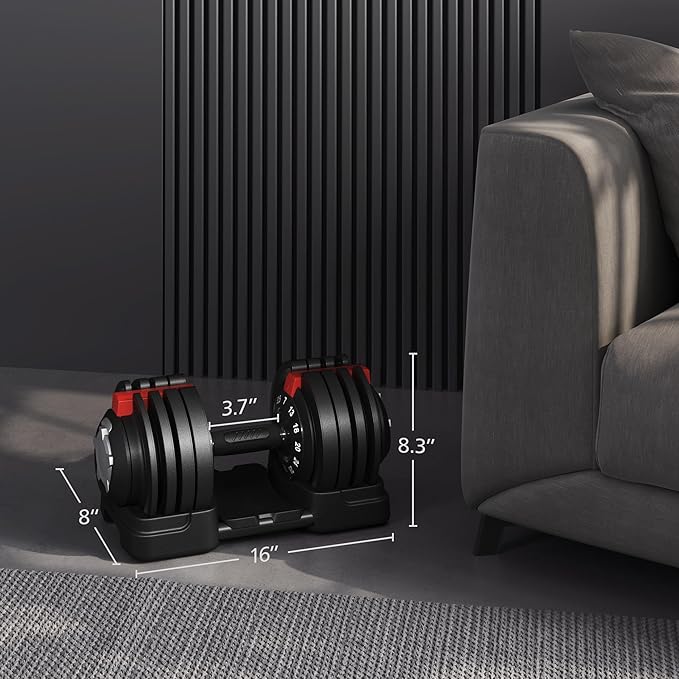 Yaheetech Adjustable Dumbbell Set 28/40/52.5/90LBS Adjustable Dumbbells Fast Adjust Dumbbell Weight Set with Anti-Slip Handle and Tray for Men/Women Home Gym Strength Training Equipment Single/Pair-StrideForce Fitness