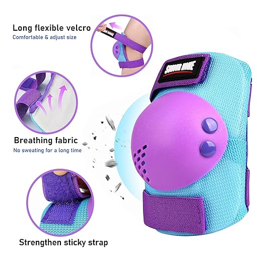 Youth/Kids Knee Pads Elbow Pads Wrist Guards Protective Gear Set for 3-15 Years Child Roller Skates, Skateboard, Cycling, Inline Skating, BMX Bike, Balance Bike, Scooter Riding and Other Outdoor Sports-StrideForce Fitness