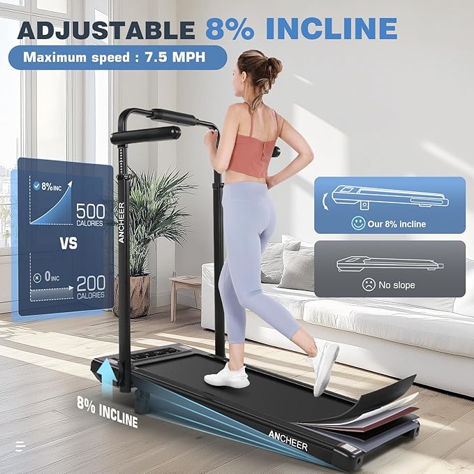Walking Pad Treadmill with Desk Workstation,3.0 HP Foldable Treadmills with 12% Incline & Handle Bar,300lbs Capacity,2s Folding,Ultra-Quiet,Small/Compact Under Desk Treadmills for Home Ofiice-StrideForce Fitness