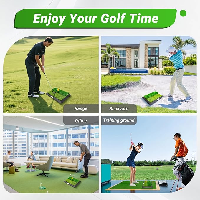 Dual-Turf Portable Golf Training Equipment - Fairway & Rough Turf Golf Mat, Golf Hitting Mat, Golf Practice Mats with Turf for Chipping & Swing Practice - Ideal Golf Practice Mat for Home and Backyard-StrideForce Fitness