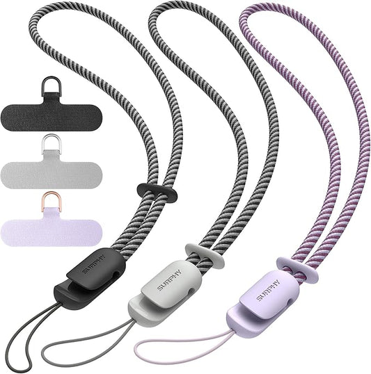 SURPHY 3 Pack Phone Wrist Strap with CellPhone Tether Tab, Cellphone Lanyard, Phone Strap with 2-Color Braided, Wrist Lanyard-StrideForce Fitness