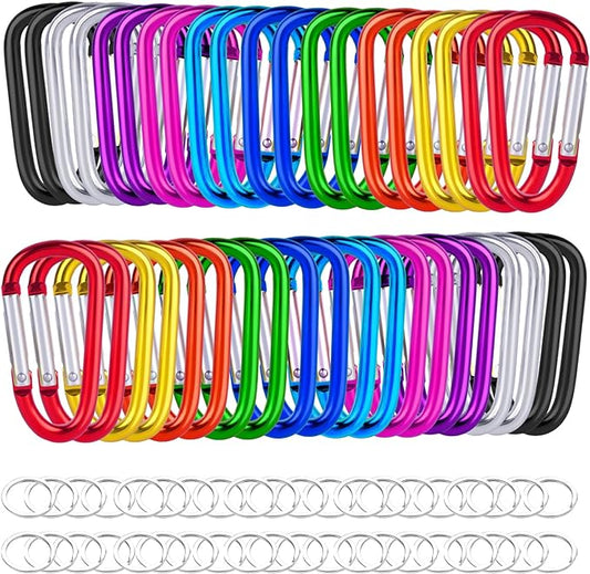 40 Pack 2" Aluminum Carabiner Clip D Ring Carabiners Small Carabiner Keychain Spring Snap Hooks, Mini Carabiner Clip Set for Keys, Dog Leash, Camping Hiking Accessories-StrideForce Fitness