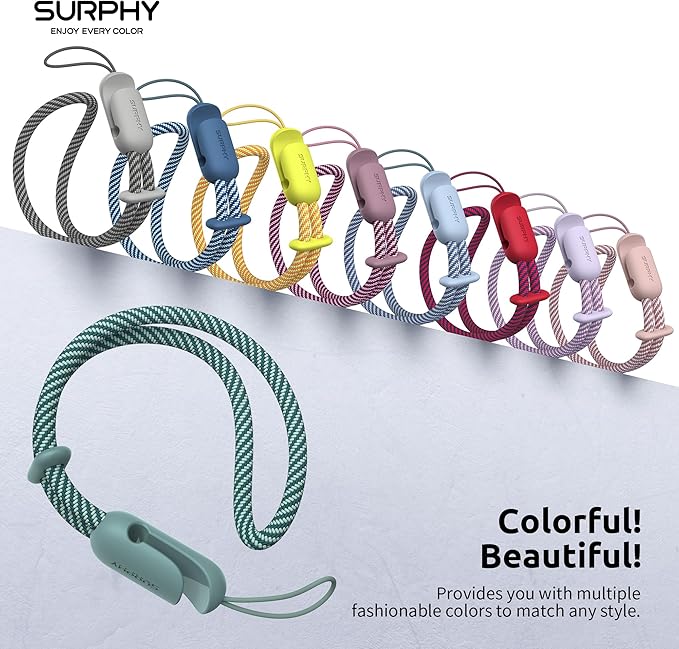 SURPHY 2 Pack Phone Lanyard for Cellphone Case, Phone Wrist Strap for Case, Cellphone Strap with 2-Color Braided, Charm Wrist Lanyard for Women and Men, Green & Gray