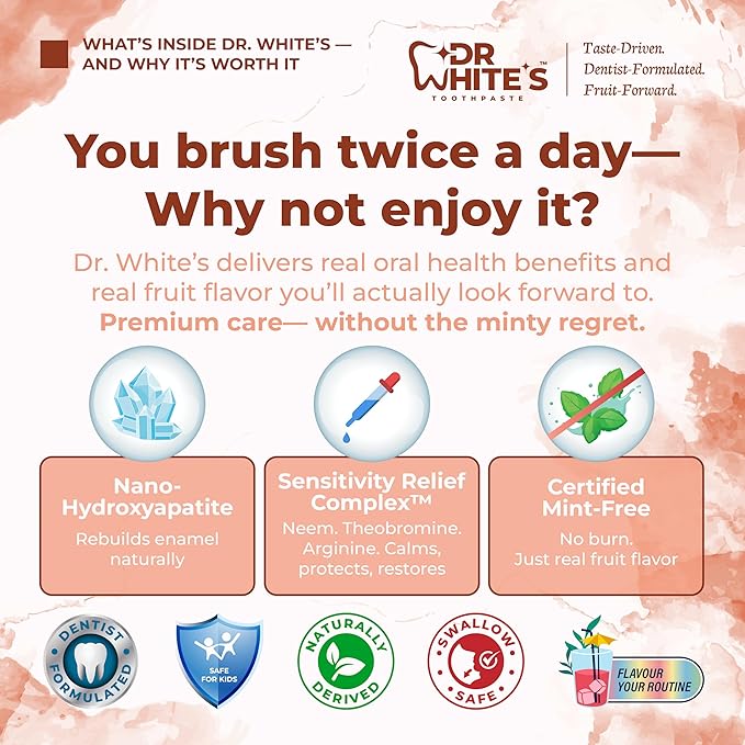 Dr. White’s Signature Flavor Trio – Sweet Serenity | Fluoride-Free Toothpaste with Nano-Hydroxyapatite for Enamel Strength & Sensitivity Relief, Mint-Free (3-Pack)