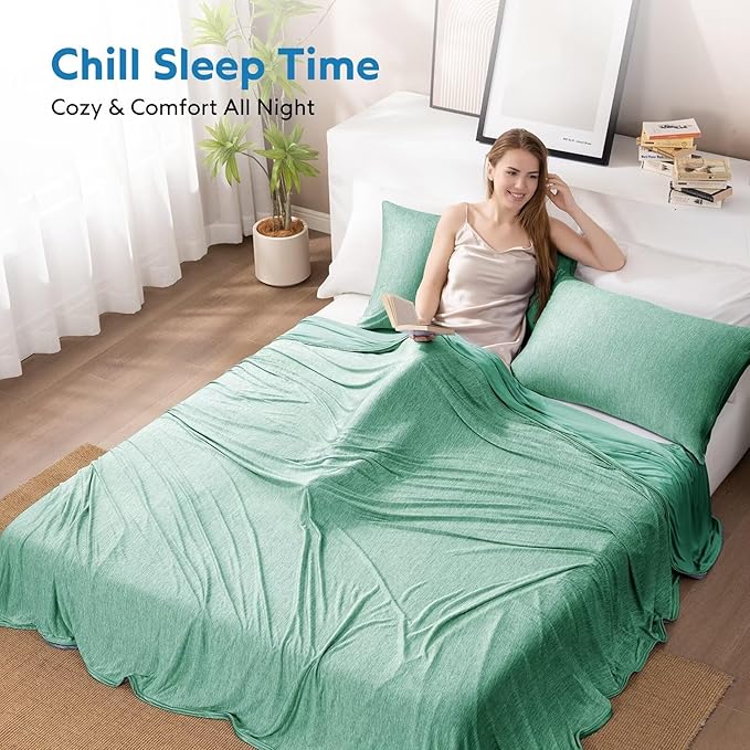 HOMFINE Cooling Blankets for Hot Sleepers - Summer Blanket Thin Lightweight Breathable Soft Double Side Enhanced Cooling for Bed Couch Sofa, Keep Cool for Night Sweats (Green, 50 x 70 inches)-StrideForce Fitness