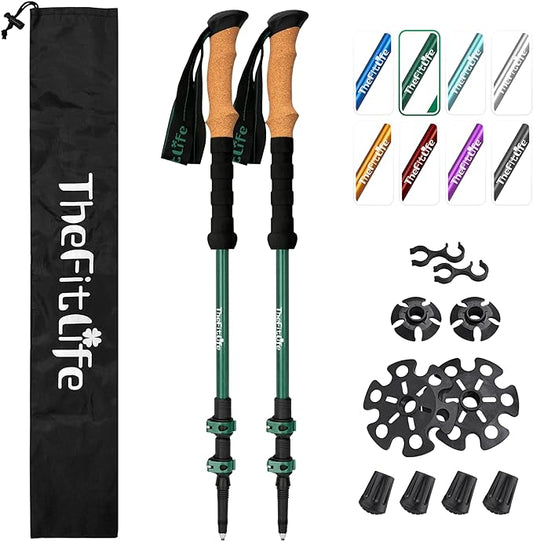 TheFitLife Trekking Poles - Lightweight 7075 Aluminum Hiking Sticks with Cork Grips, Adjustable Telescopic Design, Metal Flip Lock for Men & Women - Perfect for Hiking, Walking, Camping & Backpacking-StrideForce Fitness