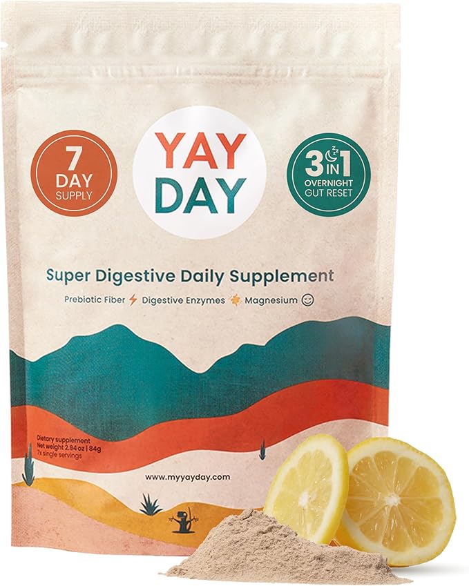 Nighttime Prebiotic Fiber Powder with Digestive Enzymes & Magnesium Glycinate for Sleep | Gut Health Supplement for Women & Men - Digestion Support, Bloating Relief - Citrus, 7 Servings-StrideForce Fitness