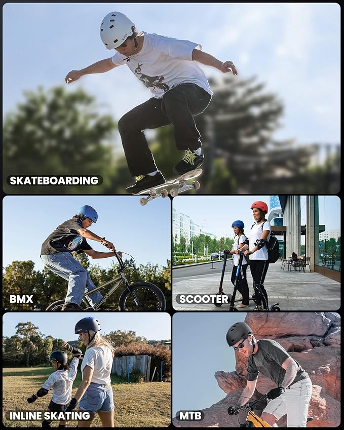 OutdoorMaster Skateboard Cycling Helmet - Two Removable Liners Ventilation Multi-Sport Scooter Roller Skate Inline Skating Rollerblading for Kids, Youth & Adults-StrideForce Fitness
