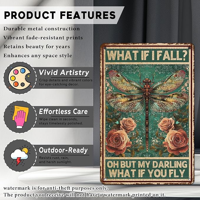 Vintage Tin Sign What If You Fly Tin Sign Metal Wall Decor for Home Office Kitchen Bar Cafe Garden Wall Decor 12 * 8inch-StrideForce Fitness