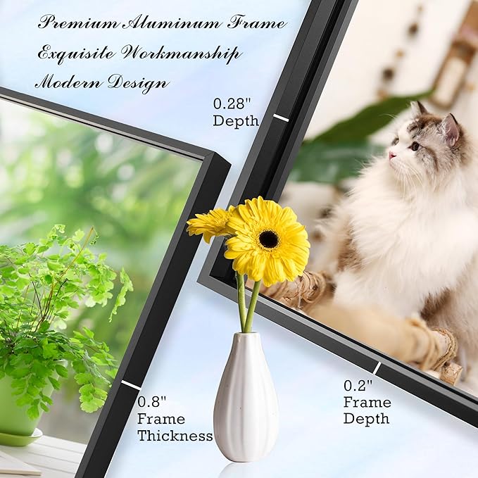 24x40 Inch Black Bathroom Mirror for Wall, Aluminum Frame Rectangle Rectangular Vanity Mirror, Modern Large for Bedroom, Living Room, Horizontal or Vertical-StrideForce Fitness