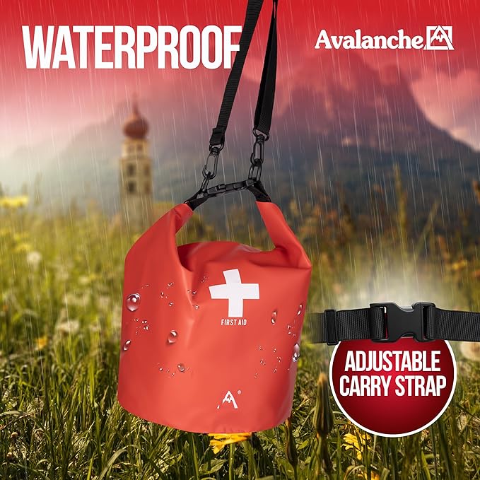 Avalanche First Aid Kit in Dry Bag, 103 Pcs Emergency Supplies Kit in Waterproof Bag for Home, Car, Travel, Sports or Camping, Durable, Ideal for Water Activities, Survival Gear Kit-StrideForce Fitness