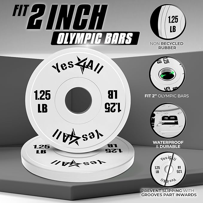 Yes4All Fractional Weight Plates Set, Available In Steel And Rubber, Set of 2/4/6 Plates in 1.25LB, 2.5LB, or 5LB Sizes, Micro Change Plates for Dumbbell and Olympic Barbell Weightlifting-StrideForce Fitness