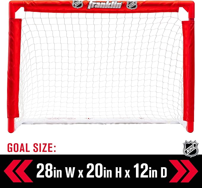Franklin Sports Mini Hockey Rink Set - Half Rink Knee Hockey Goal, Mini Sticks, and Ball Set - Indoor Mini Hockey Rink - Official NHL Licensed White-StrideForce Fitness
