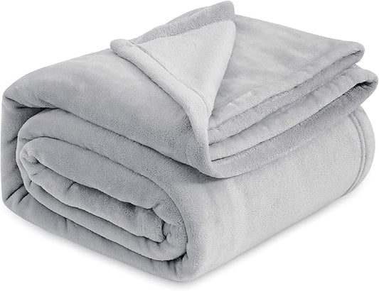 Bedsure Fleece Blanket California King Light Grey - Lightweight Plush Fuzzy Cozy Soft Bed Blankets, 102x96 inches-StrideForce Fitness