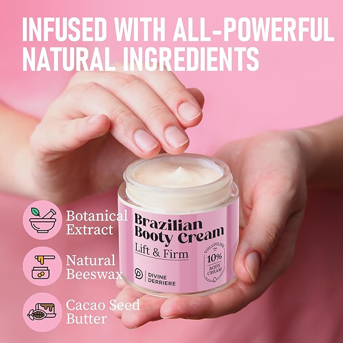 Divine Derriere Brazilian Body Butter Cream, Lift and Firm Body Cream with Volufiline Helps Reduce the Appearance of Cellulite for a Lifted and Firm-looking Derriere, Bum Bum Cream, 50ml-StrideForce Fitness