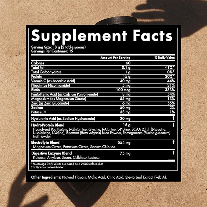 WelleCo HydroProtein Elixir, Potassium Electrolyte Powder with 15g Vegan Protein for Energy, Healthy Hair, Skin & Nails, Easy to Digest Powdered Electrolytes, Black Currant & Pomegranate, 9.5oz Jar-StrideForce Fitness