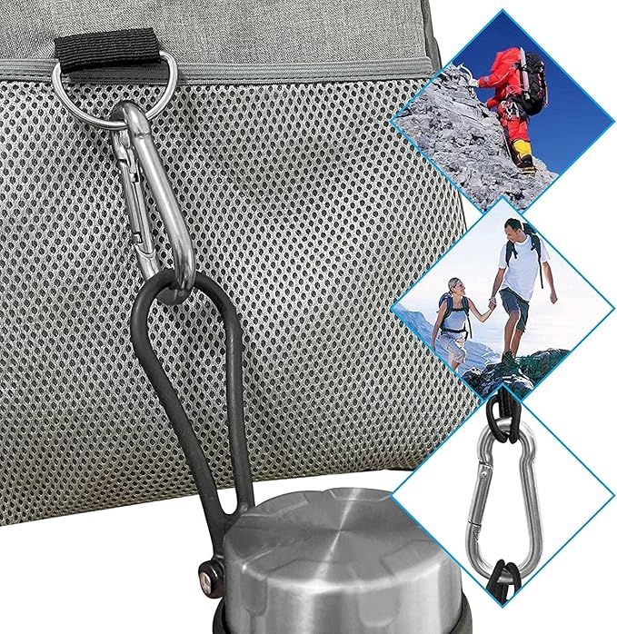 Stainless Steel Spring Snap Hook Carabiner M6 M8 M10 Heavy Duty Carabiner Clip Spring Clips Keychain 5/16 Inch Quick Links for Backpack, Hammocks, Camping, Swing(16/30/10PCS)-StrideForce Fitness