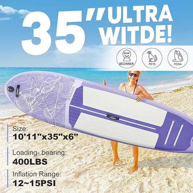 Inflatable Paddle Board,Stand Up Paddle Board Set, Extra Wide SUP Board with Removable Fin, Floating Paddle, Hand Pump, Waterproof Phone Pouch,Traveling Board-StrideForce Fitness