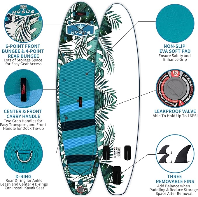 Inflatable Stand Up Paddle Board, 10'x30''x6'' Ultra-Light Paddleboards for All Skill Levels with SUP Accessories, Paddle, Fins, Leash, SUP Pump, Backpack-StrideForce Fitness