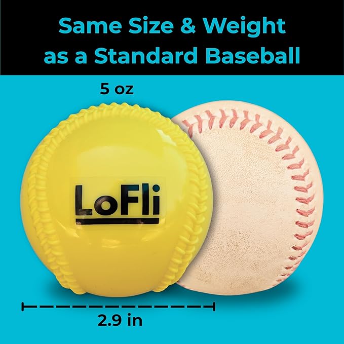 LoFli Limited-Flight Training Baseballs - Regulation Size & Weight, Soft, Safe & Durable - Indoor & Outdoor Practice for Kids & Adults – 6 Pack – Yellow-StrideForce Fitness