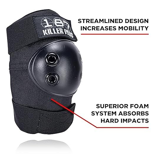 187 Killer Pads Six Pack Pad Set, Elbow Pads, Knee Pads, and Wrist Guards - Ideal for Skateboarding, Roller Skating, and Inline Skating-StrideForce Fitness