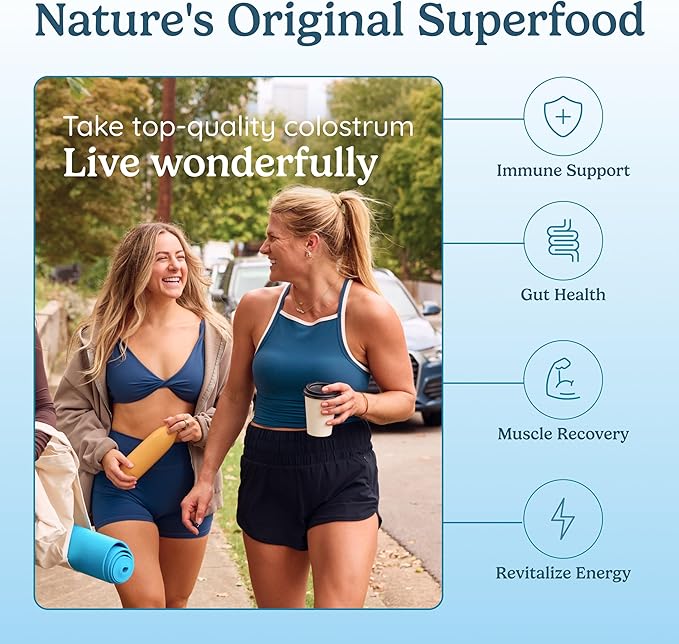 Colostrum Capsules Supplement for Gut Health, Immune Support, Muscle Recovery & Wellness | Natural IgG Pure Whole Bovine Colostrum Superfood, Unflavored, 30 Servings-StrideForce Fitness