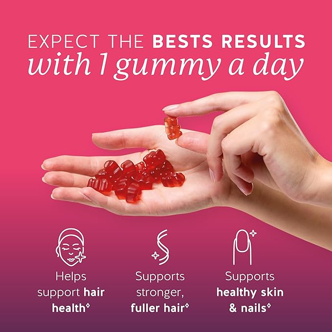 Biotin Gummies for Hair, Skin & Nails. 5,000 mcg High Potency Vegan Vitamins for Faster Hair Growth, Stronger Nails & Healthy Skin. with Vitamins C & E, 60 Gummies-StrideForce Fitness