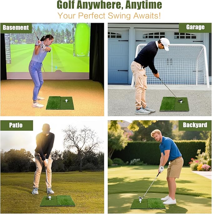SIOTMERA 23x16IN & 5x4FT Golf Mat, Dual-Turf Golf Hitting Mat with High-Elasticity EVA Anti-Slip Bottom, Anti-Deformation,Reinforced Glue, Ideal for Swing,Chipping Practice,Indoor/Outdoor-StrideForce Fitness