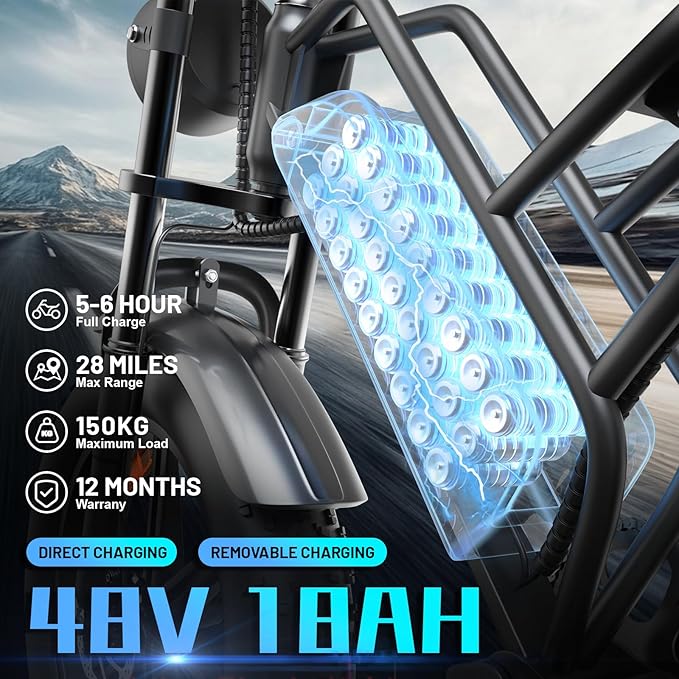 E500 Electric Bike for Adults 1000W Peak Motor, 20" Fat Tire Dirt E-Bike with 35MPH, 40 Miles PAS Range, Electric Bicycles with 48V Removable Battery, 7-Speed E Bike for Mountain Beach Sand Road Snow-StrideForce Fitness