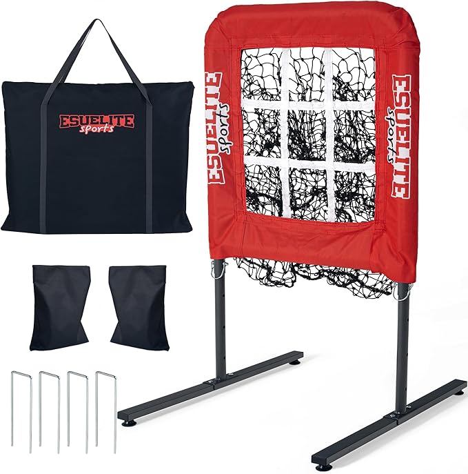 9 Hole Pitching Net with Strike Zone, Baseball Pitching Target, Softball Pitching Net, Portable Pitcher Training Equipment Height Adjustable-StrideForce Fitness