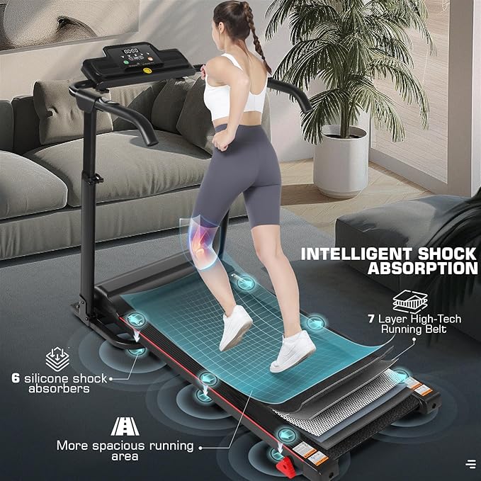 ANCHEER 2025 Premium Treadmill - 3.5HP Treadmills 350+ LBS Weight Capacity- 3-Level Incline, Foldable Design, Adjustable Height with Desk & Pulse Sensor - Perfect for Home Office & Family Workouts-StrideForce Fitness